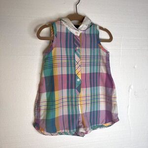 Ralph Lauren Pastel Multicolor Madras Plaid Shortail Outfit One Piece size 9M